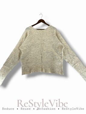 WILLIAM RAST Women’s Size M Sweater Knit Cropped Knot Pattern Cream Alpaca Blend